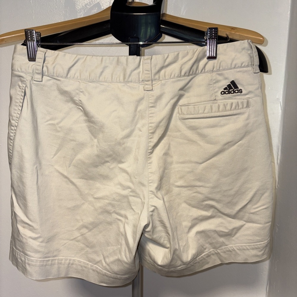 Adidas Shorts Women's Sz 14 Essential Khaki Golf Tan Athletic Sporty Athleisure